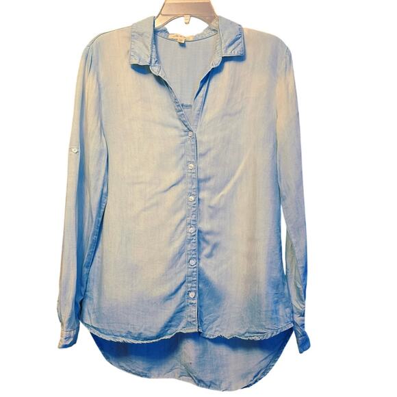 Cloth & Stone denim chambray button front shirt size small - Picture 1 of 5